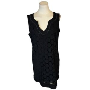 HALE BOB‎ Cabana Black Eyelet Sequins Summer Beach Vacation Party Size L Mini